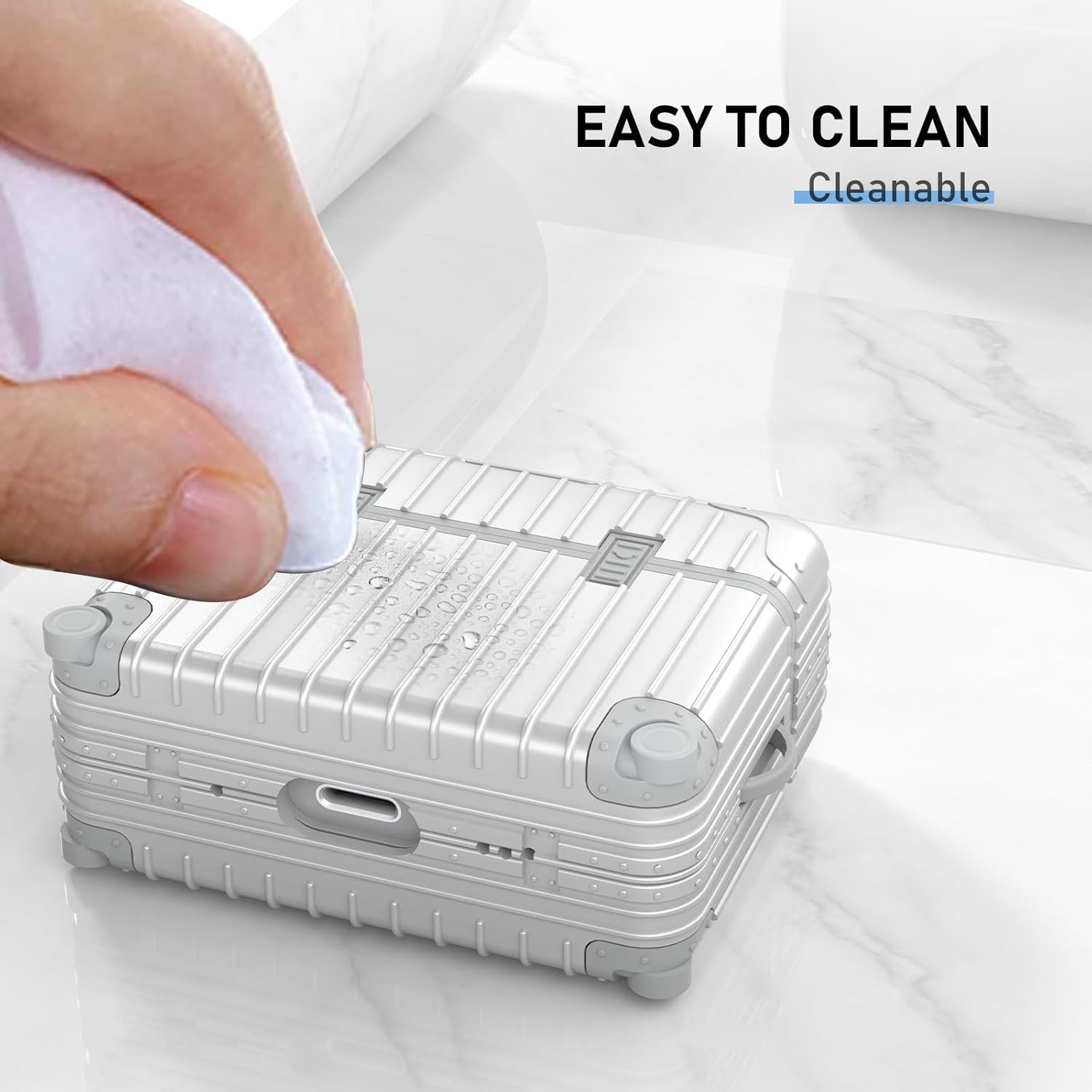 Koffer | Airpods Hoesje | Zilver