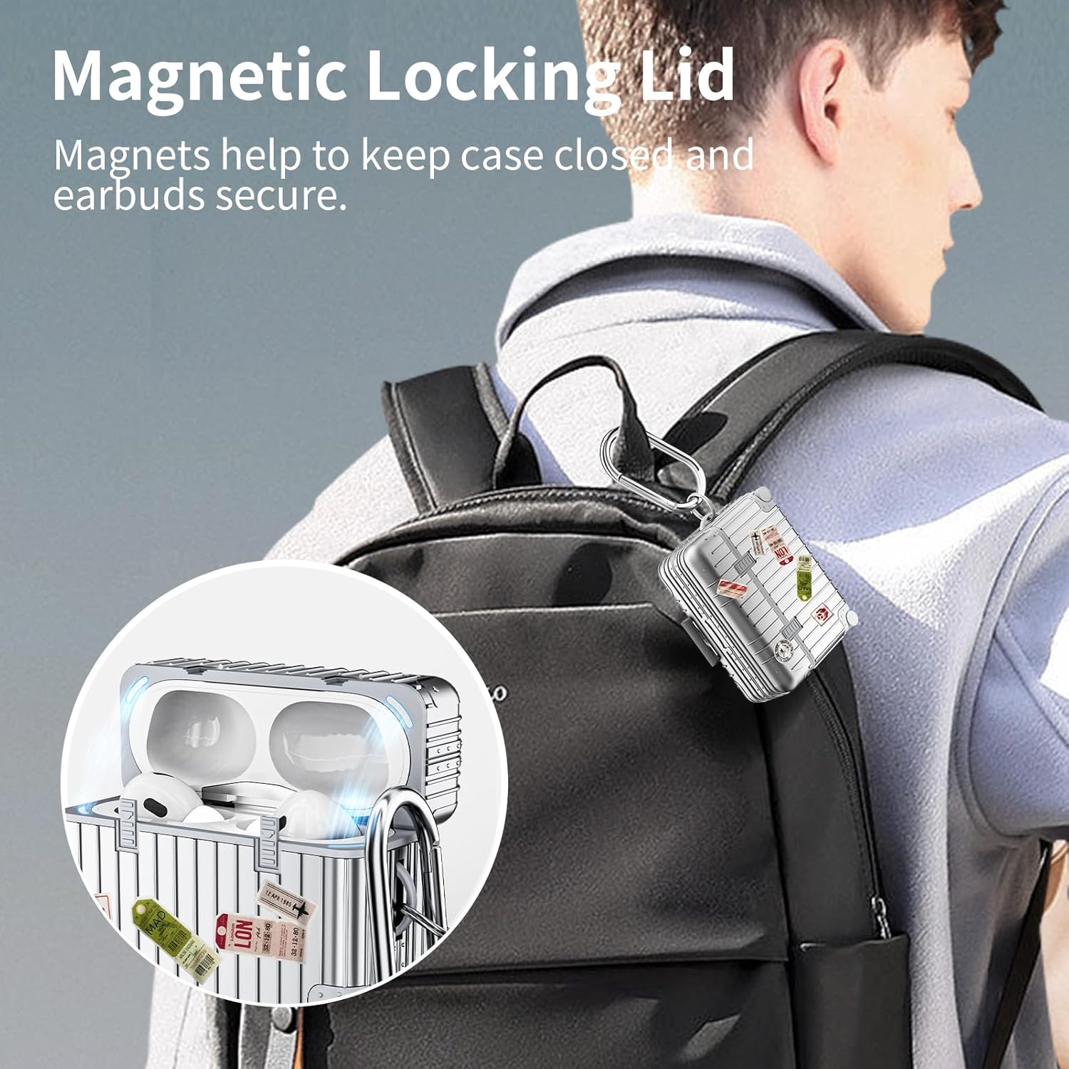 Koffer | Airpods Hoesje | Zilver