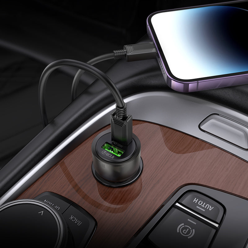 Chargeur rapide allume-cigare 38 W | Type C avec câble de 1 mètre
