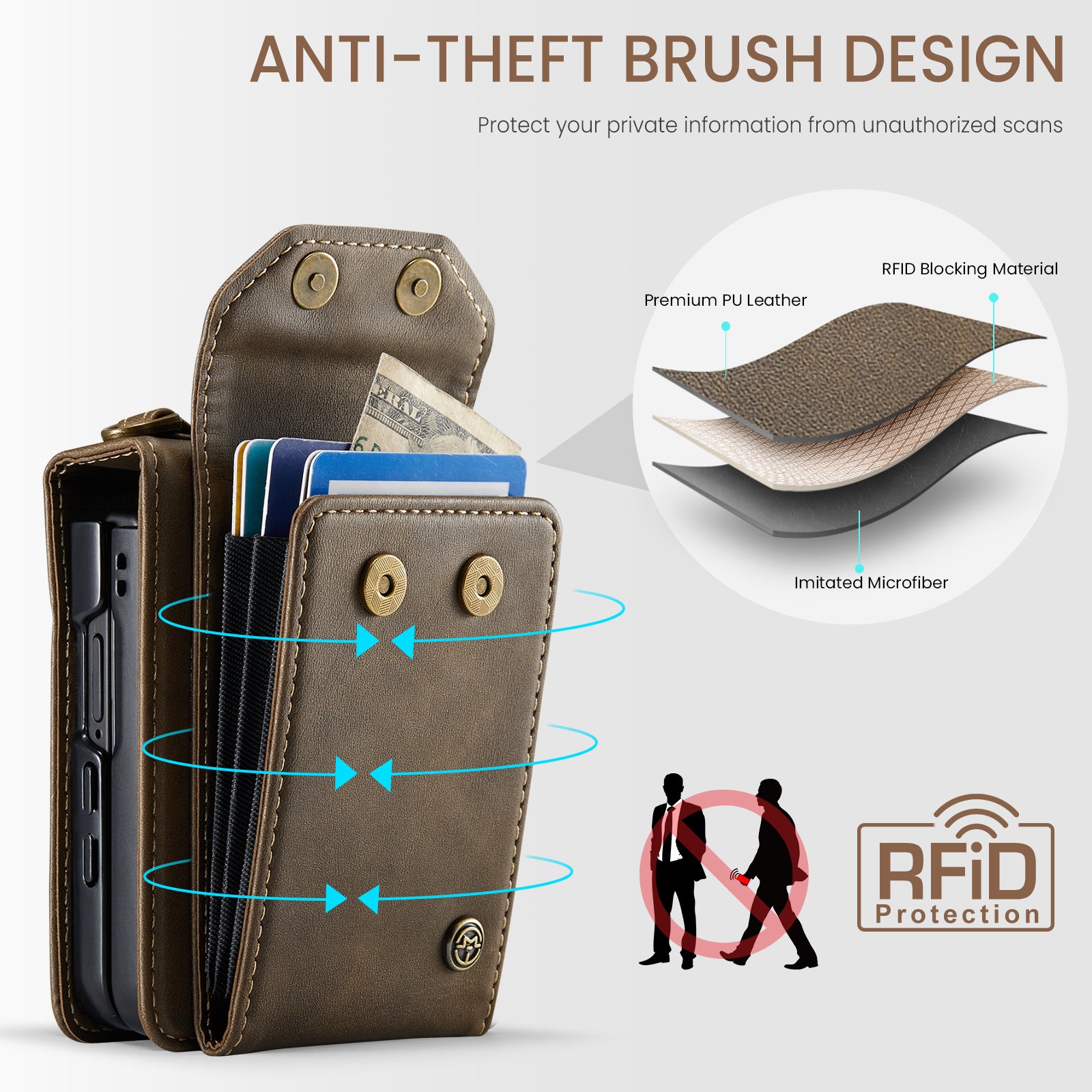 Folia | Z Flip Draagbaar Wallet Case | Mahogany Brown