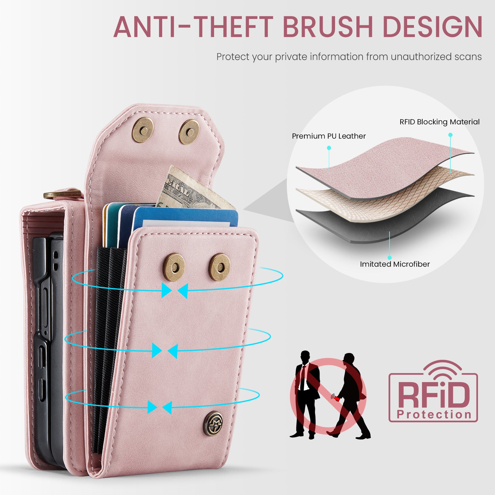 Folia | Z Flip Draagbaar Wallet Case | Pale Pink