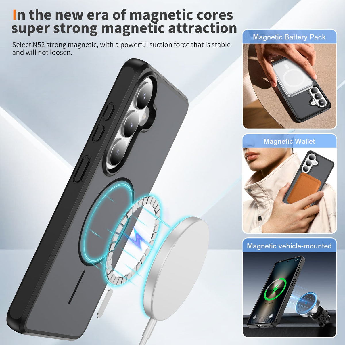 Samsung Galaxy A57 Case - Black - Minimalist Matte Silicone MagSafe Back Cover