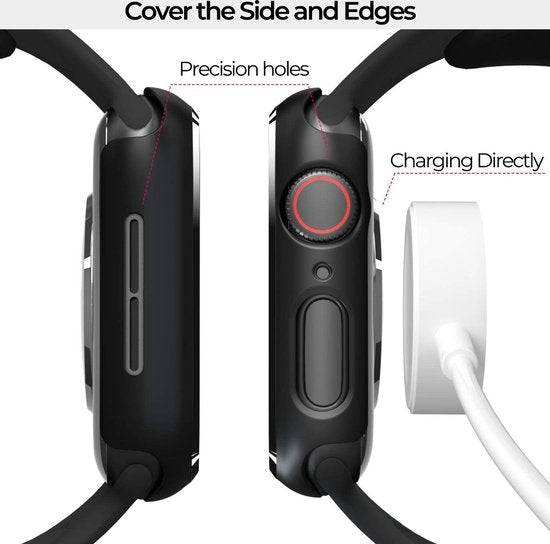 Apple Watch Series 7 (45 mm) Smartwatch Screenprotector - Tempered Glass Zwart - 1 Stuk