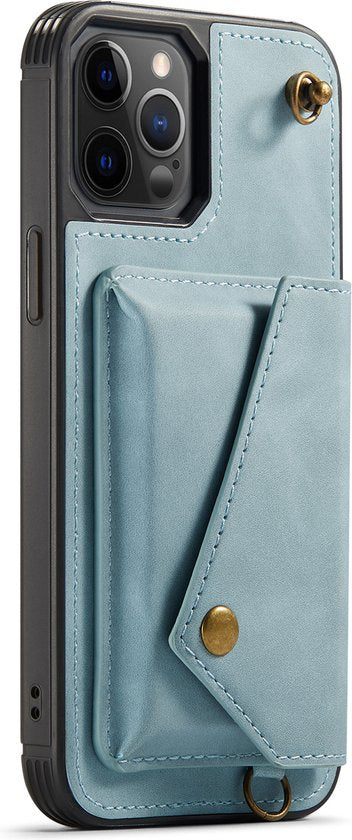 Apple iPhone 12 Pro Max Case - Blue - Luxury Back Cover with Phone Strap