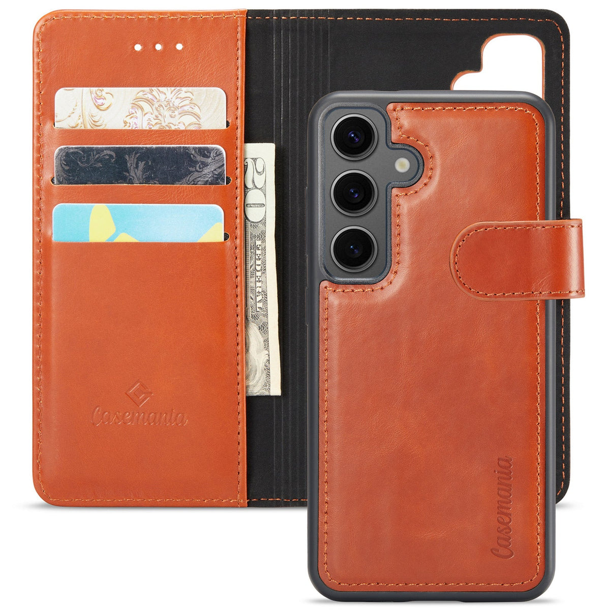 Samsung Galaxy S24 Case - Sienna Brown - Genuine Leather 2-in-1 Back Cover