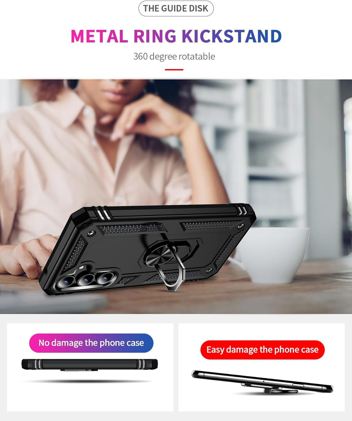 Samsung Galaxy A35 Hülle - Schwarz - Armor Ständer Backcover