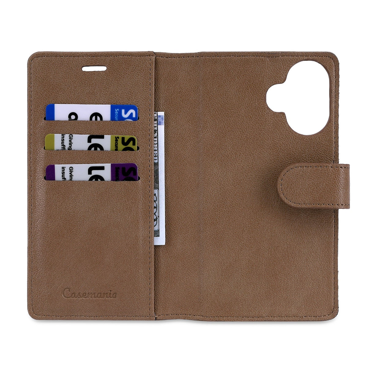 Apple iPhone 17 Case - Mocha Brown - 2-in-1 Faux Leather Wallet Case
