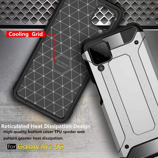 Samsung Galaxy A12 Hoesje - Zwart - Armor Kickstand Back Cover