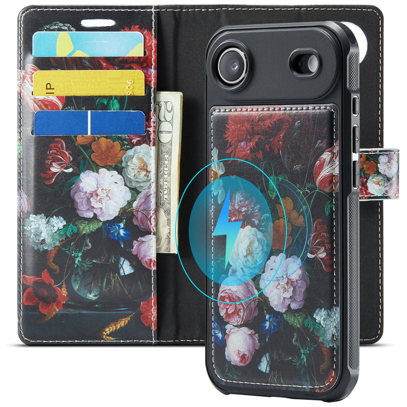 Apple iPhone Air Hülle - Stillleben mit Blumen - 2-in-1 MagSafe-Klapphülle mit Kartenfach