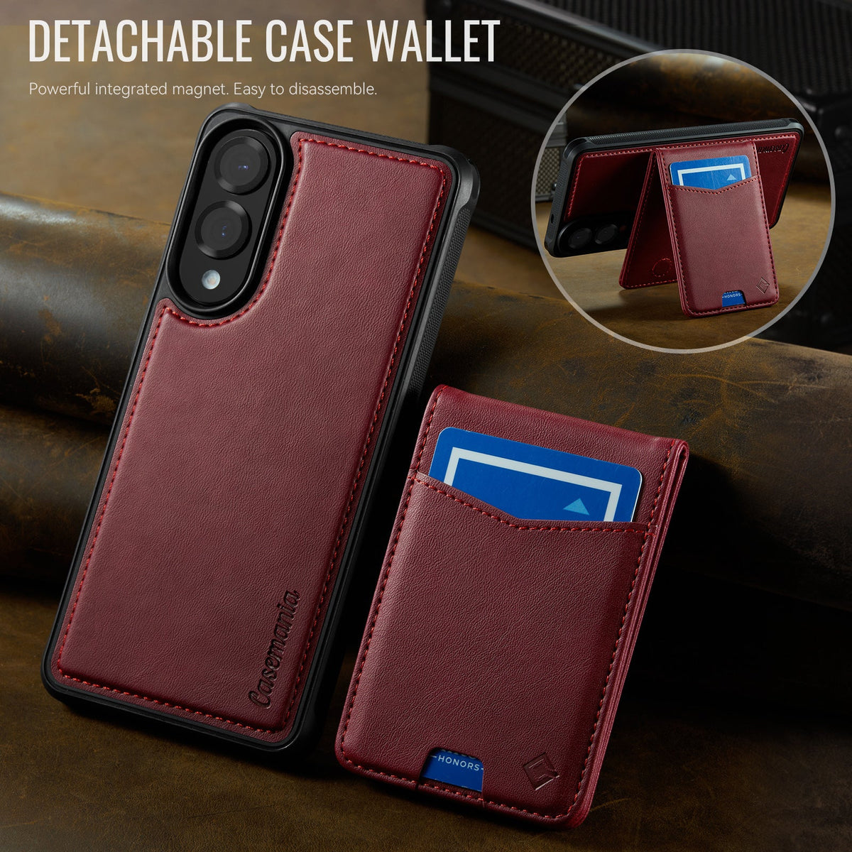 Samsung Galaxy S25 Edge Case - Burgundy Red - Back Cover with Card Holder