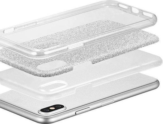 Samsung Galaxy A42 5G Hoesje - Zilver - Glitter Back Cover