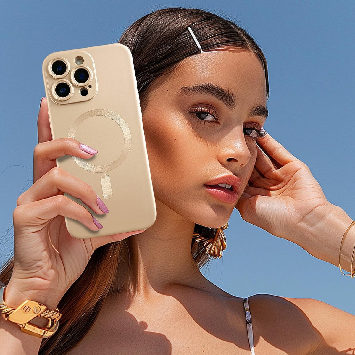 iPhone 16 Pro Max Hoesje - Goud - Matte Siliconen MagSafe Back Cover