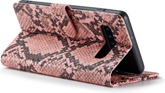 Samsung Galaxy S10+ Hülle - Rosa - Luxus Schlangenprint Klapphülle