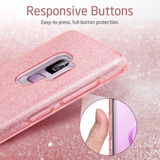 Samsung Galaxy S9 Plus Hoesje - Glitter Back Cover - Roze Back Cover