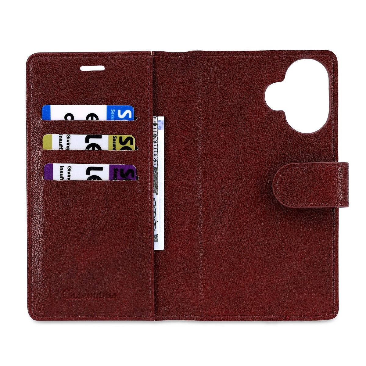 Apple iPhone 17 Case - Burgundy Red - 2-in-1 Faux Leather Wallet Case