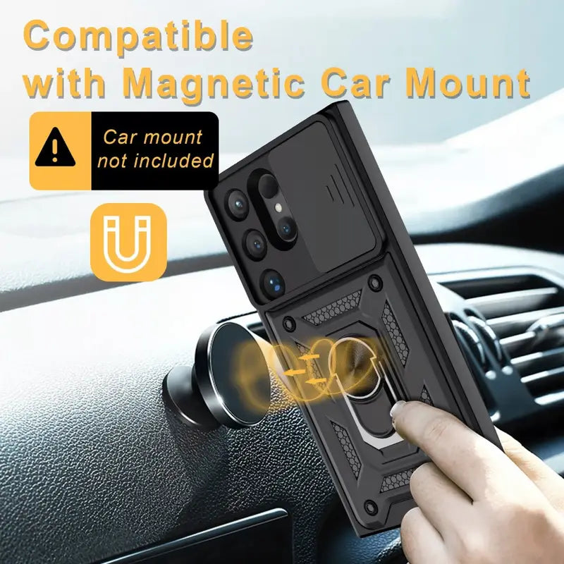 Samsung Galaxy S25 Ultra Case - Black - Armor Kickstand Camera Back Cover