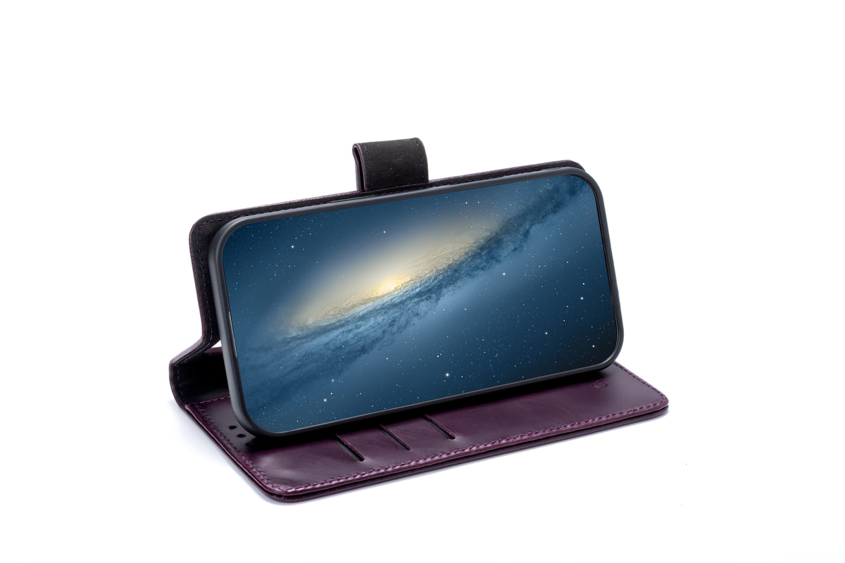 Apple iPhone Air Case - Dark Purple - Genuine Leather MagSafe Wallet Case