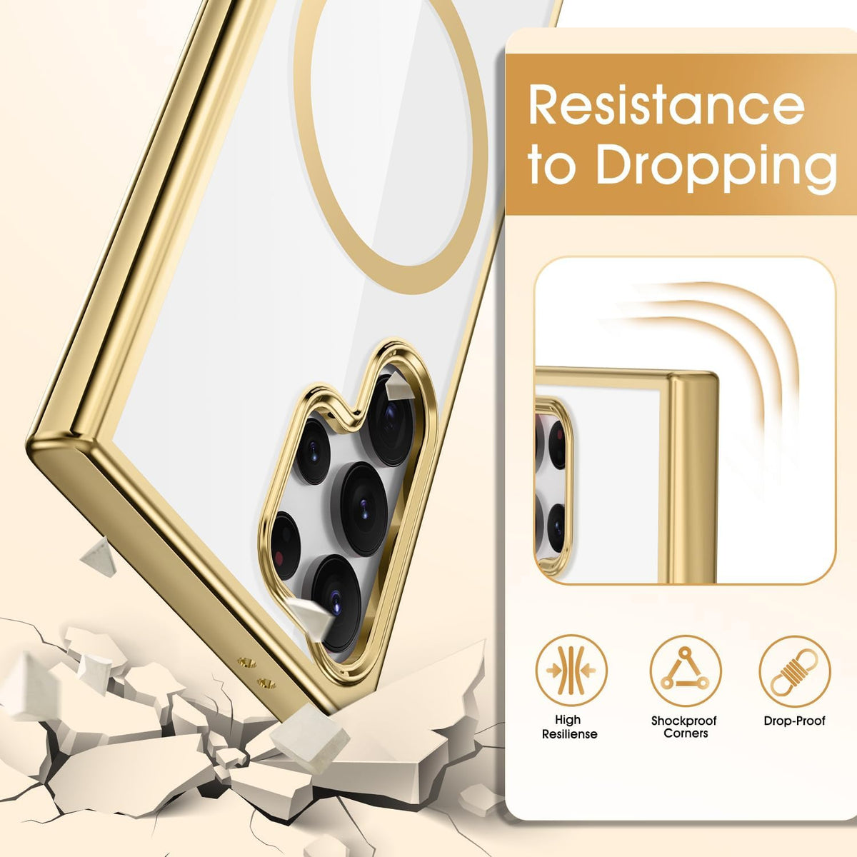 Samsung Galaxy S26 Ultra Hoesje - Goud - Siliconen MagSafe Back Cover met Telefoonkoord