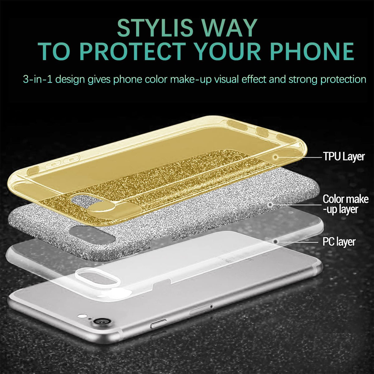 Samsung Galaxy S24 Plus Hoesje - Goud - Glitter Back Cover