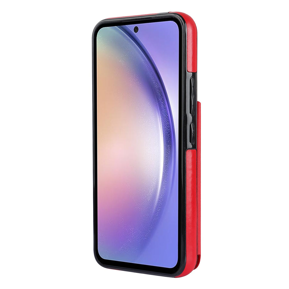 Samsung Galaxy A14 Hülle - Rot - Luxus Backcover mit Handykette und Reißverschluss