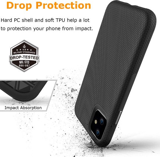 Apple iPhone 11 Hoesje - Zwart - Armor Anti Slip Back Cover