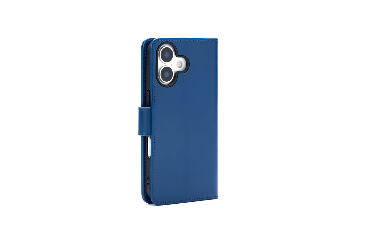 Apple iPhone 17 Case - Navy Blue - Genuine Leather Wallet Case