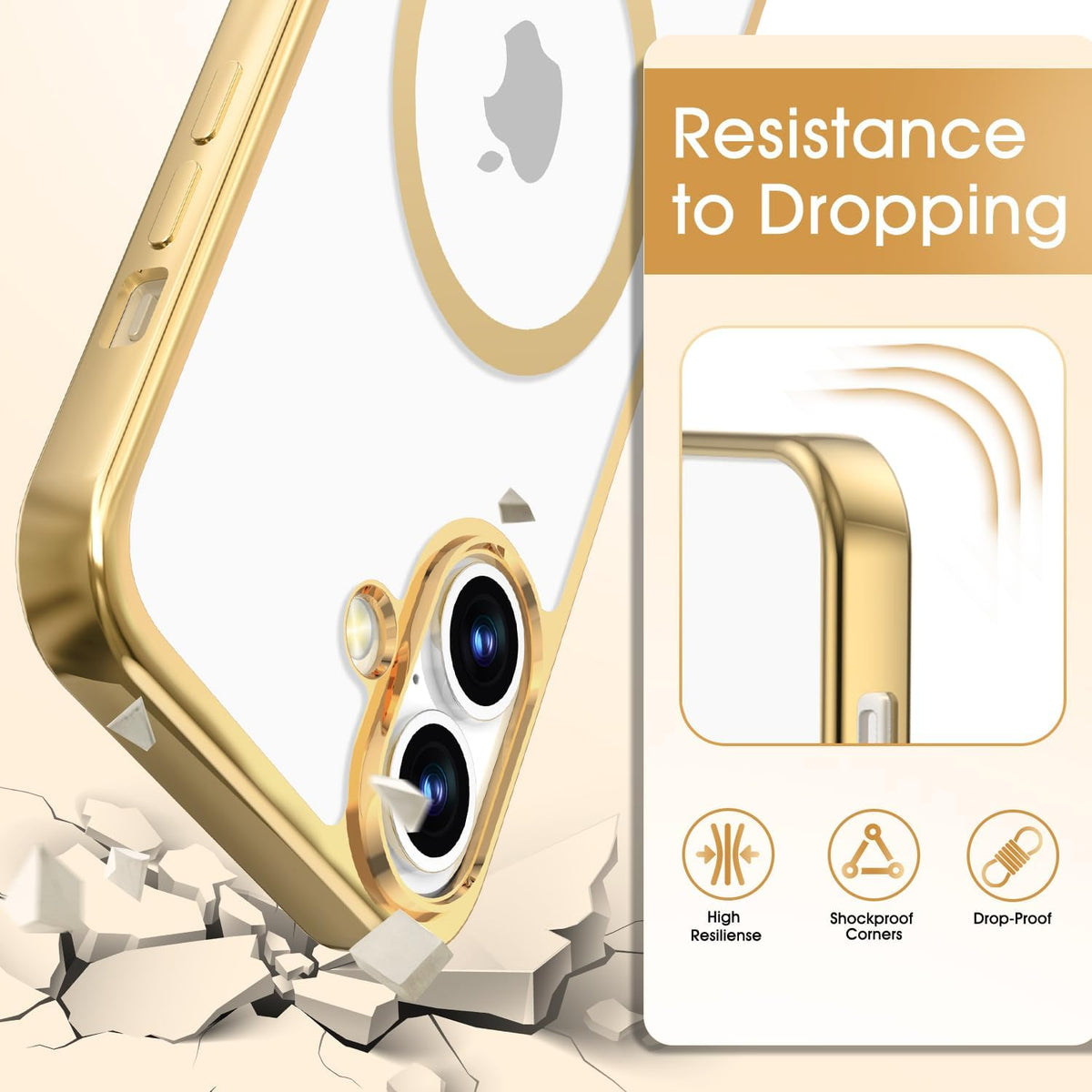 Apple iPhone 16 Plus Hoesje - Goud - Siliconen MagSafe Back Cover met Telefoonkoord