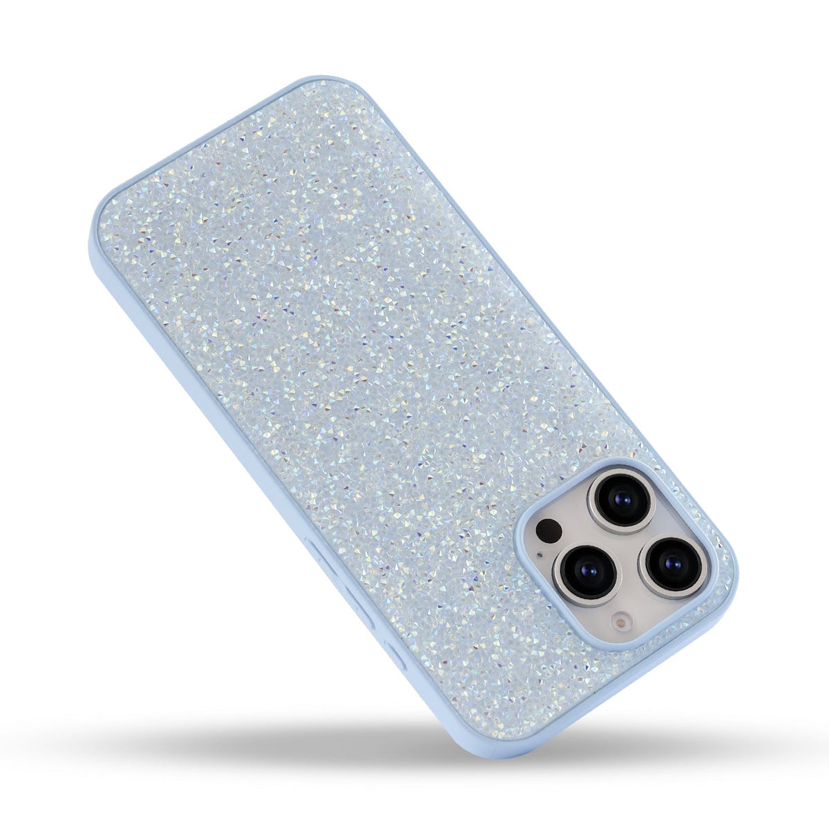 iPhone 16 Pro Hoesje - Blauw - Diamant Glitter Back Cover