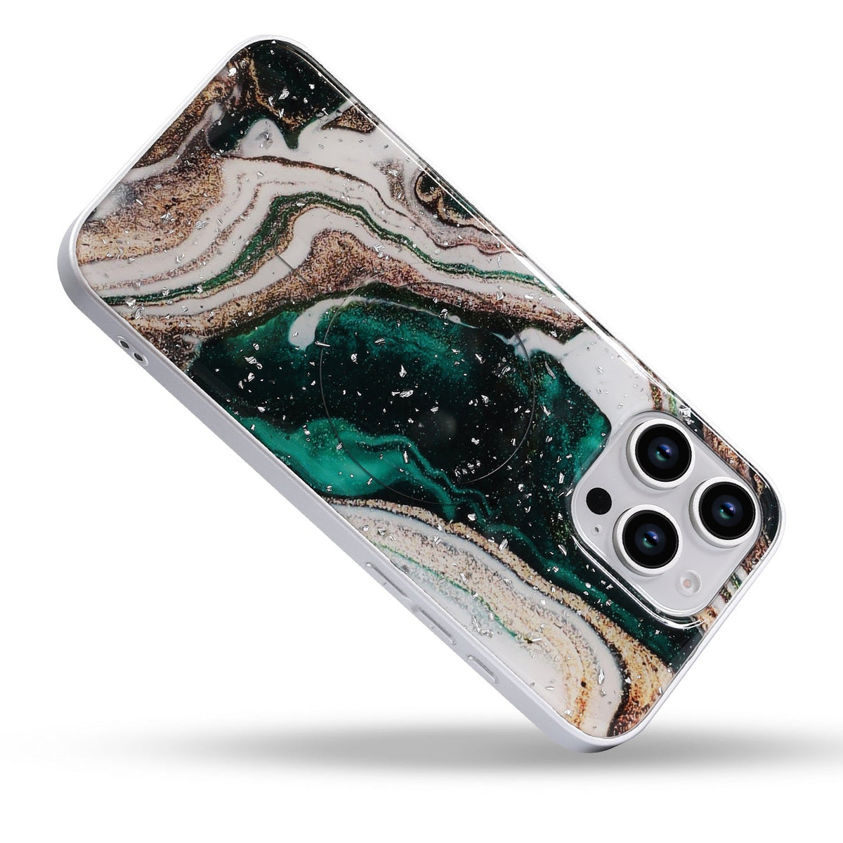 iPhone 16 Pro Max Hoesje - Groen - Marmer MagSafe Back Cover