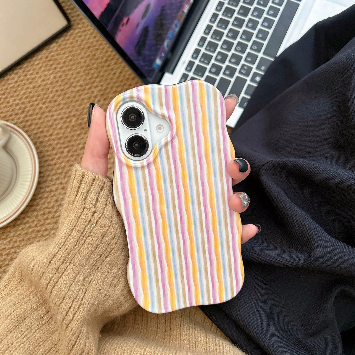iPhone 16 Hoesje - Regenboog - Wave Case Back Cover