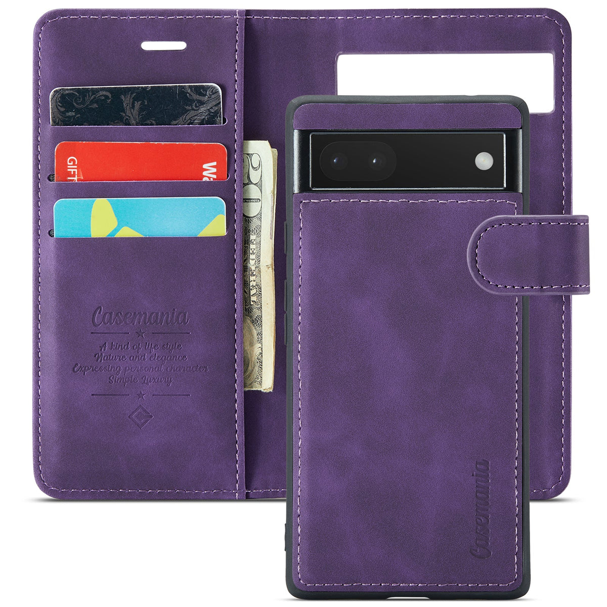 Google Pixel 6a Hoesje - Dark Purple - 2 in 1 Bookcase