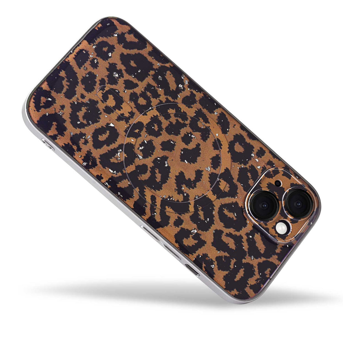 Apple iPhone 14 Case - Leopard Orange - Glitter MagSafe Back Cover