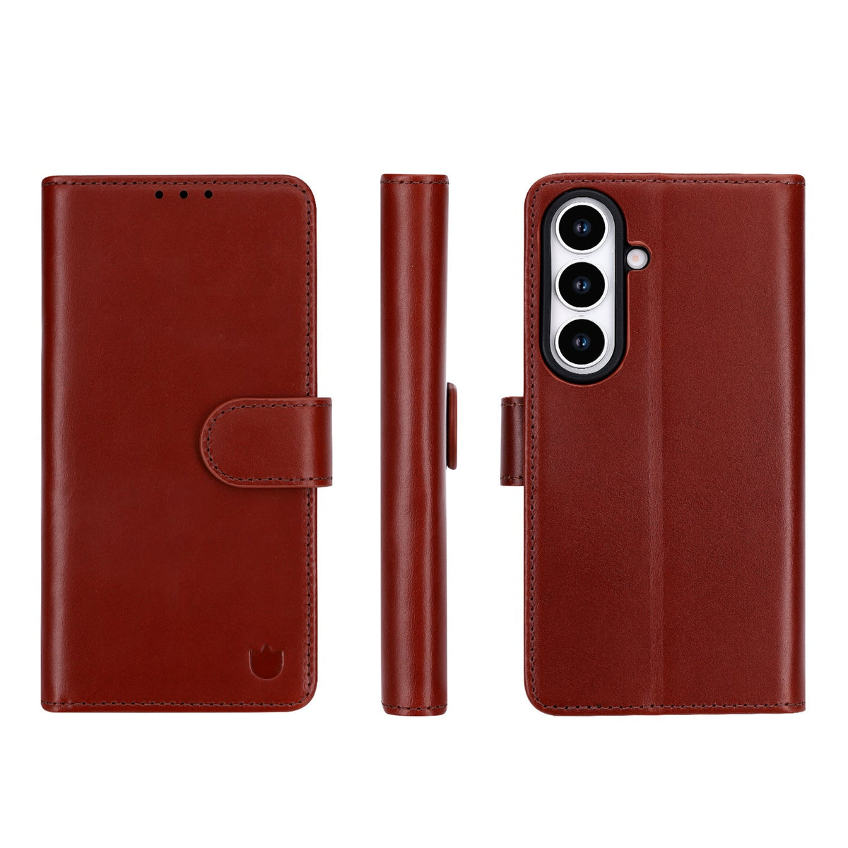 Samsung Galaxy S26 Hülle - Chestnut Brown - Echtleder-Klapphülle mit Kartenfach