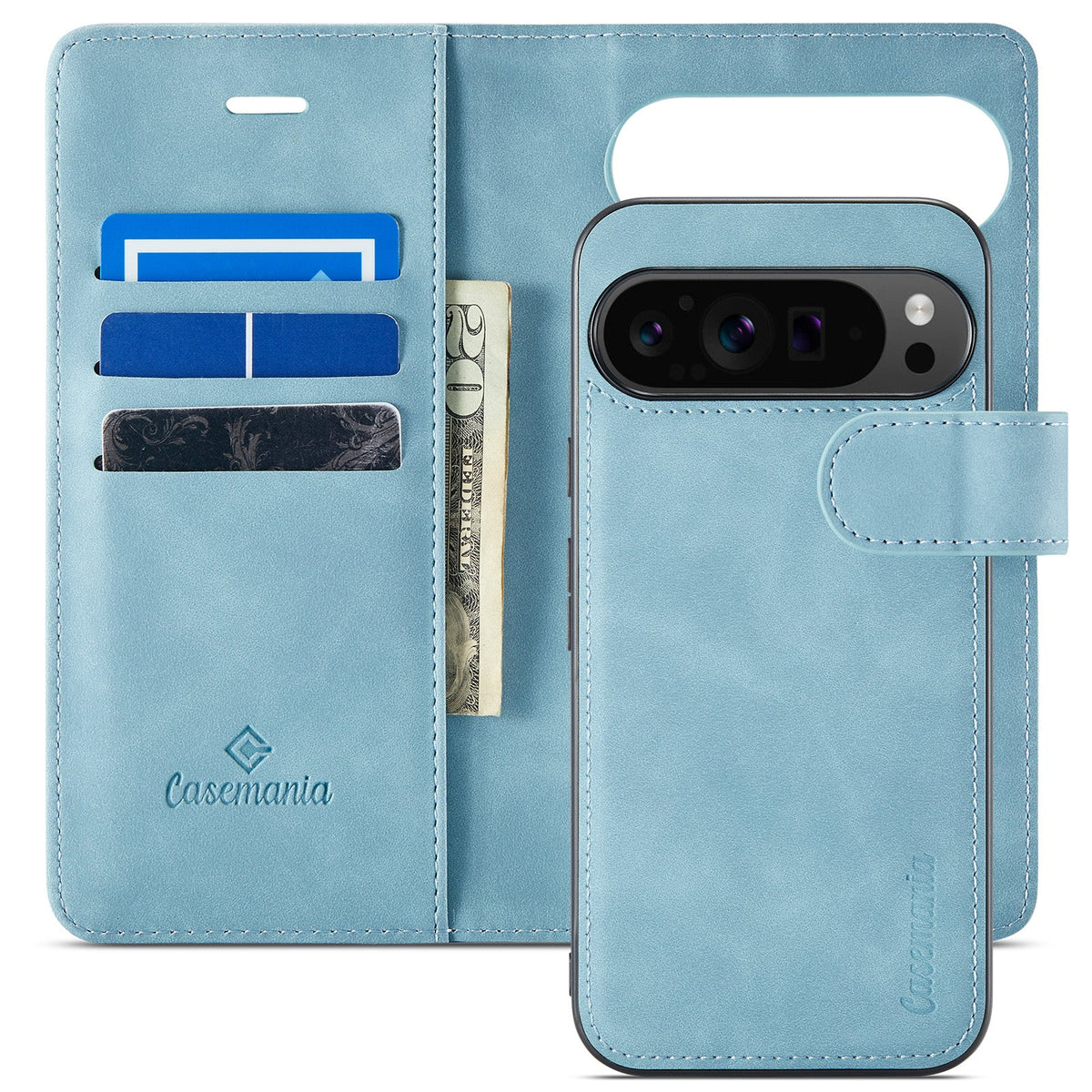 Google Pixel 9 Pro XL Hoesje - Aqua Blue - 2 in 1 Bookcase