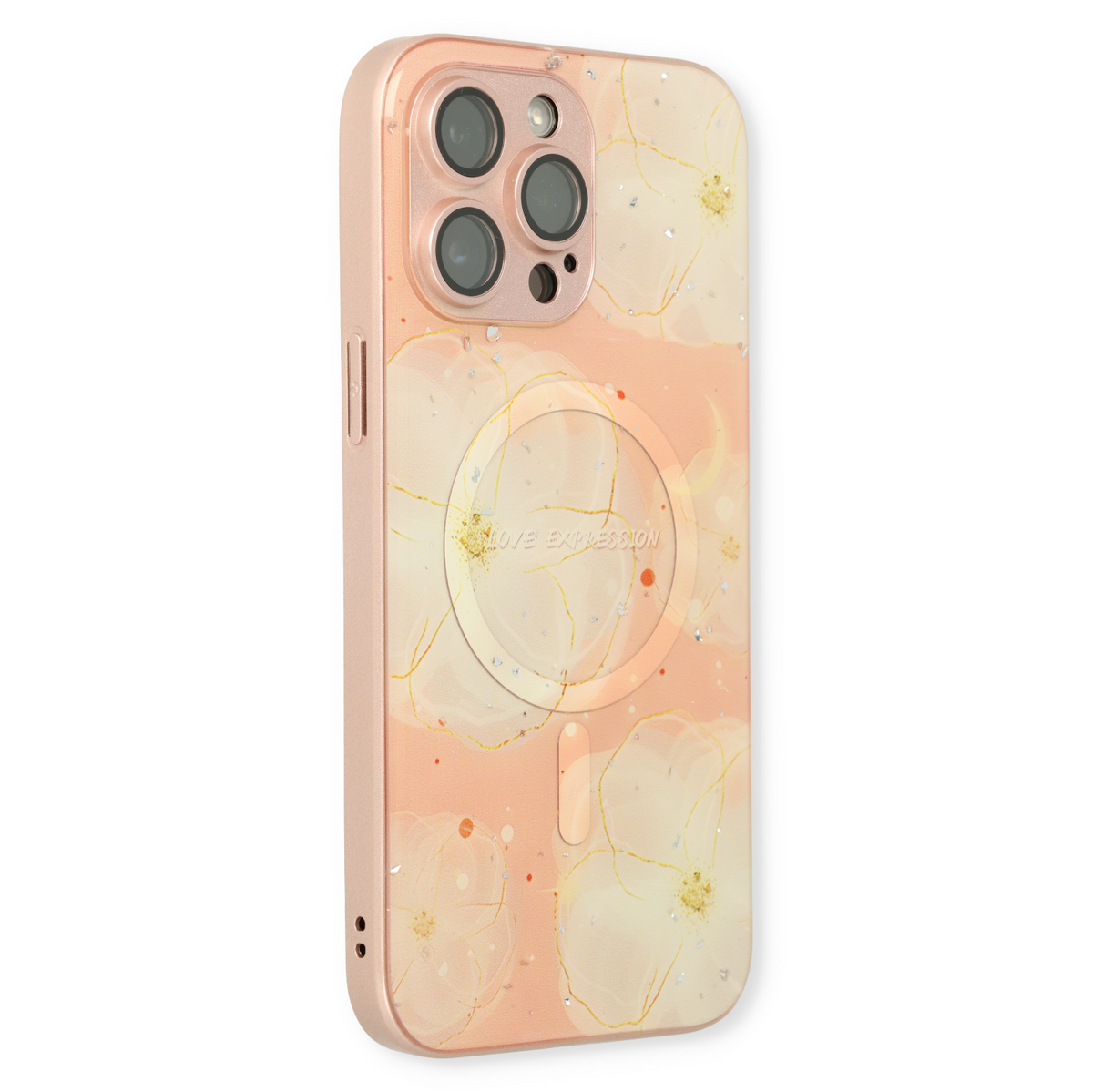 Apple iPhone 14 Pro Max Hoesje - Roze - Siliconen Marmer MagSafe Back Cover