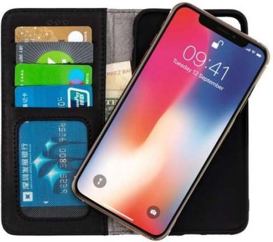 Apple iPhone 11 Hoesje - Zwart - Echt Leren Bookcase
