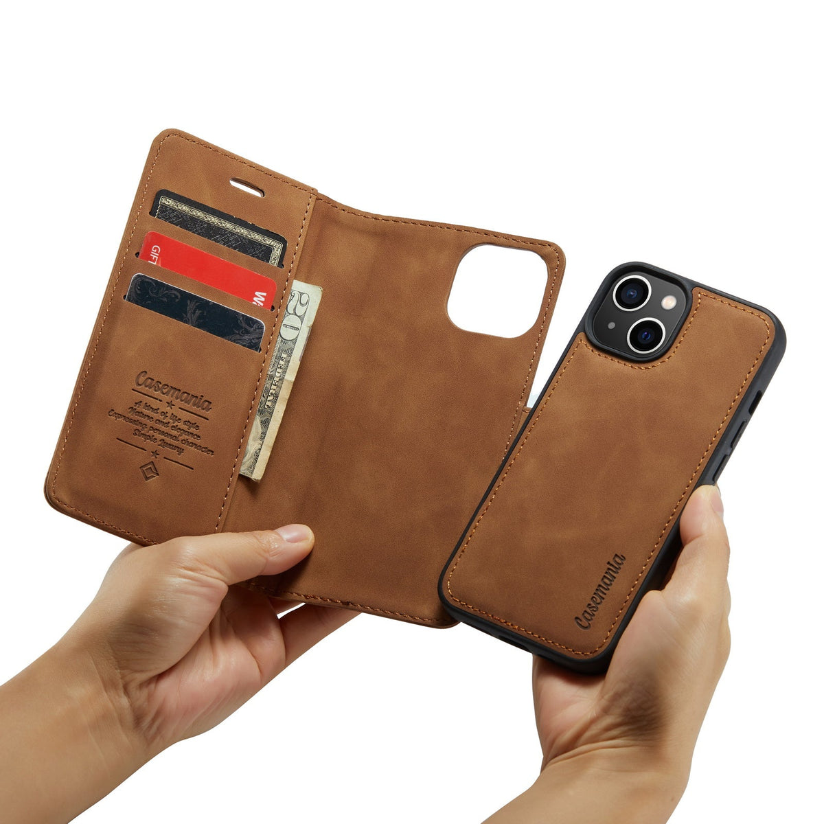 Apple iPhone 15 Plus Hülle - Sienna Brown - 2-in-1 Klapphülle mit Kartenfach