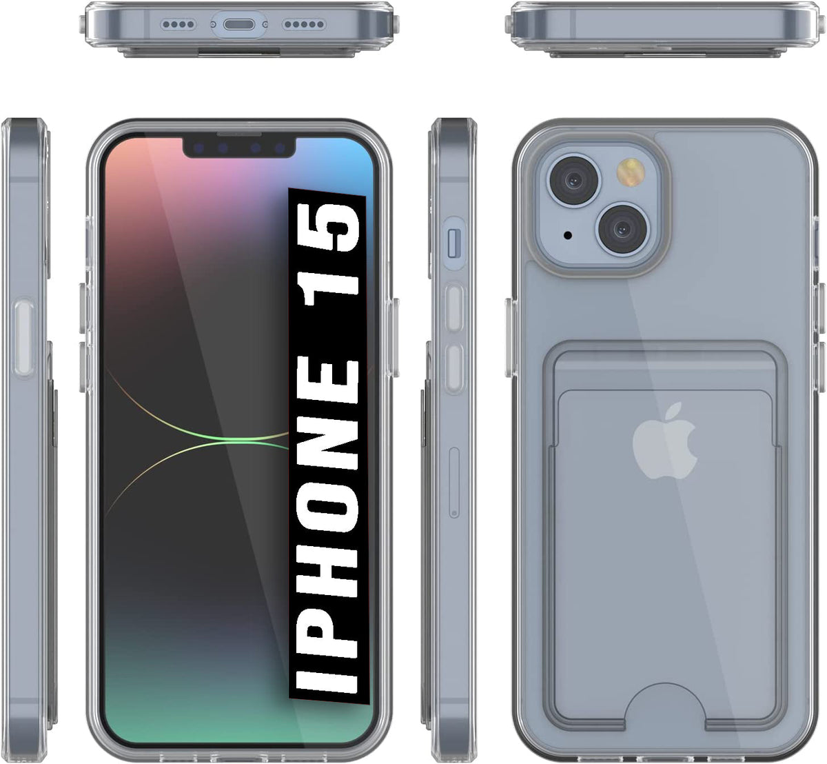 iPhone 15 Hoesje - Transparant - Siliconen Kaarthouder Back Cover