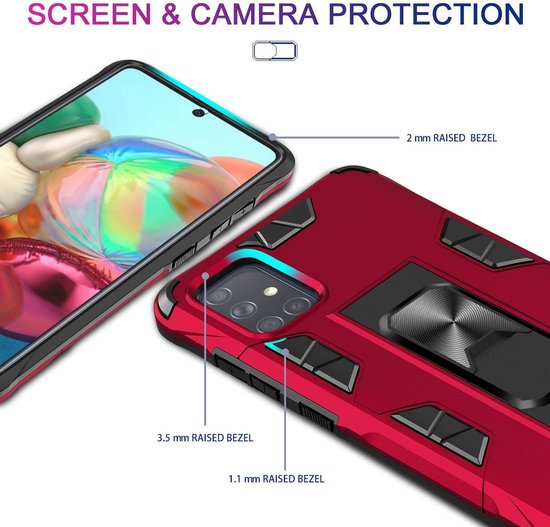 Samsung Galaxy A71 Hoesje - Rood - Armor Kickstand Back Cover