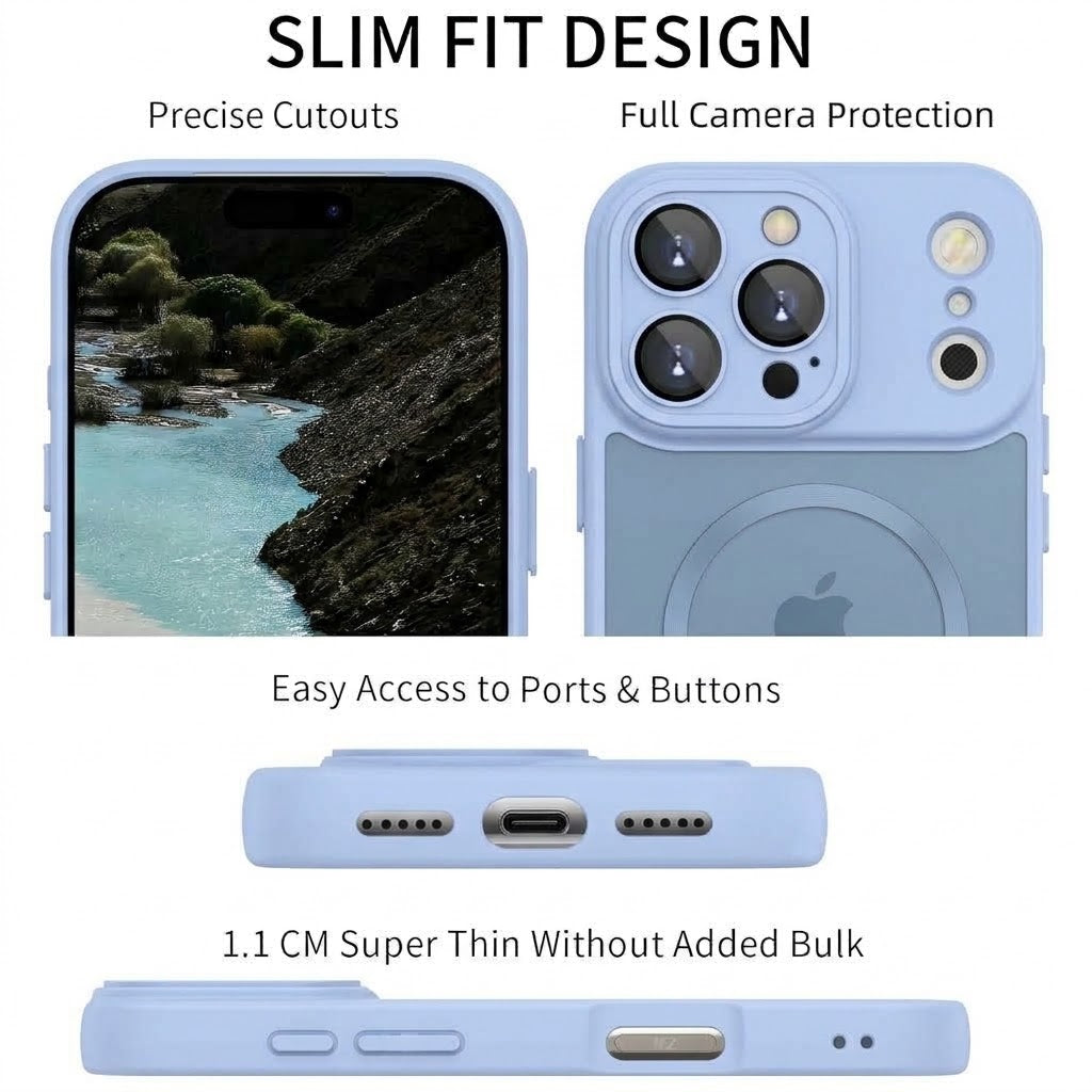 Apple iPhone 18 Pro Max Hoesje - Licht Blauw - Matte Armor MagSafe Back Cover