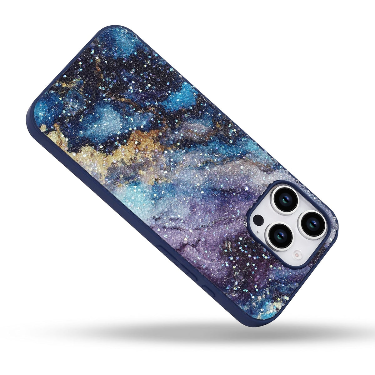 Apple iPhone 16 Pro Max Case - Blue - Diamond Marble Glitter Back Cover