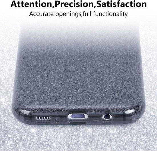 Samsung Galaxy S8 Hoesje - Glitter Back Cover - Zwart en Zilver Back Cover