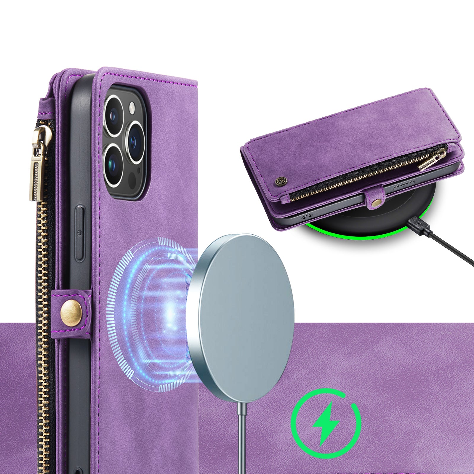 DECA | Portemonnee Book Case met Extra Vakken | Bright Lila