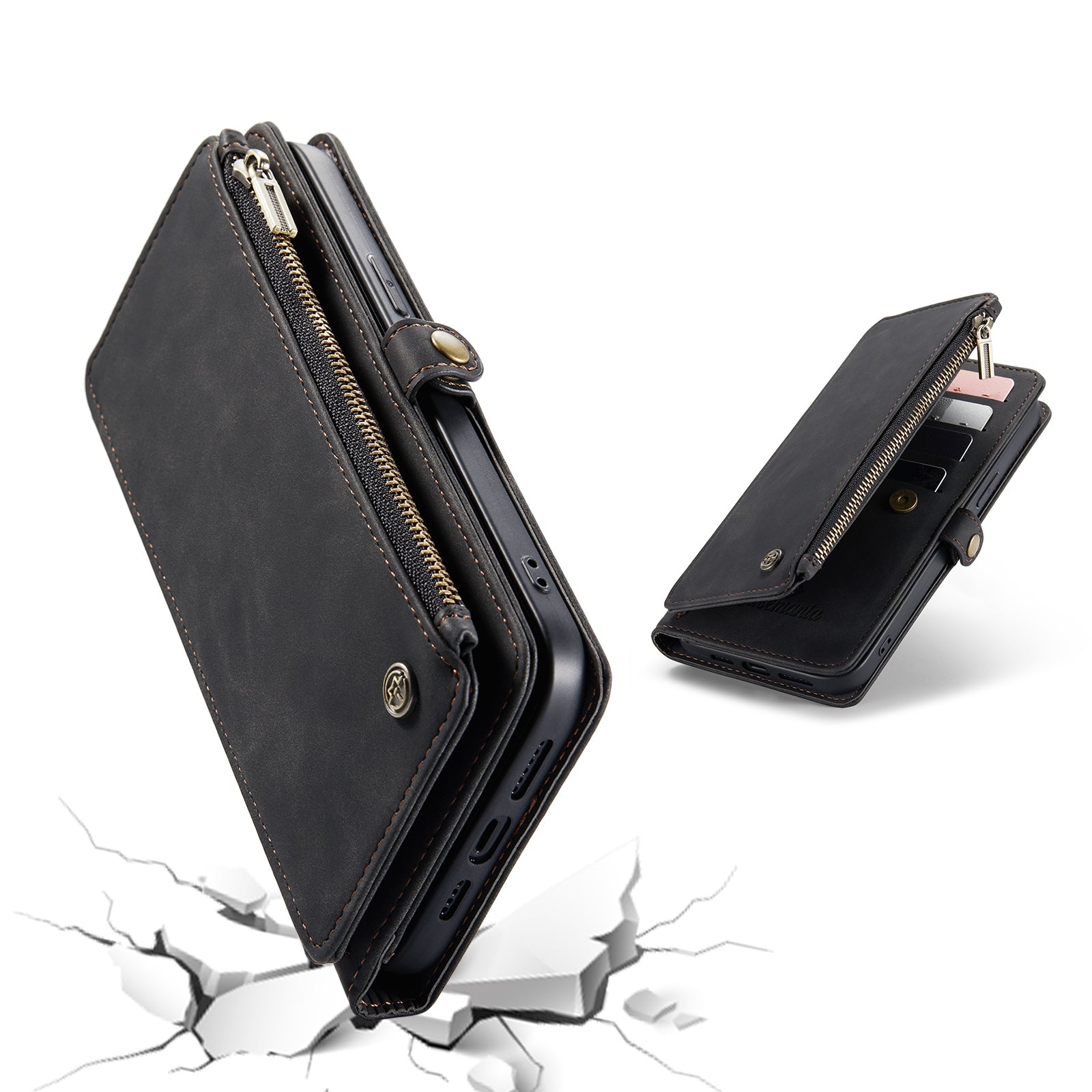 DECA | Portemonnee Book Case met Extra Vakken | Charcoal Gray