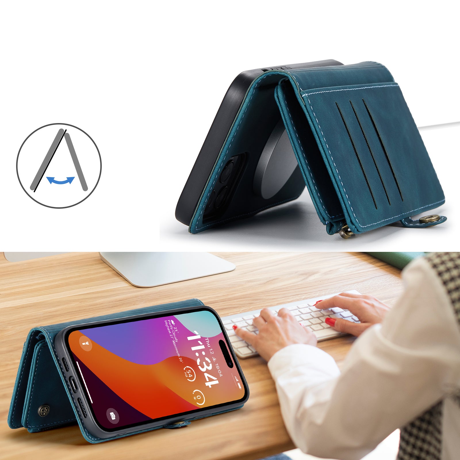 DECA | Portemonnee Book Case met Extra Vakken | Emerald Green