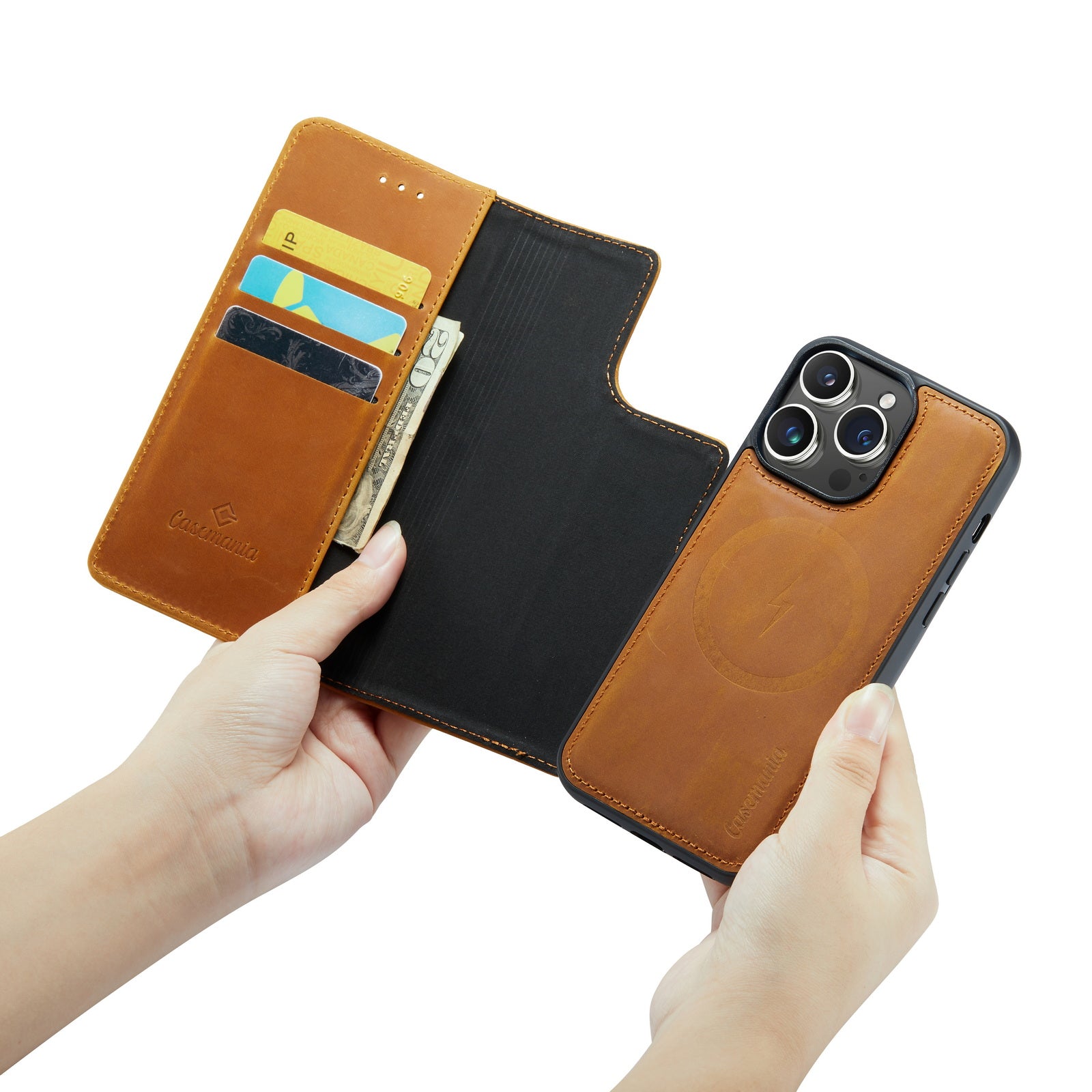 Snap Leather+ | MagSafe-Compatibel Leren 2-in-1 Bookcase | Sienna Brown