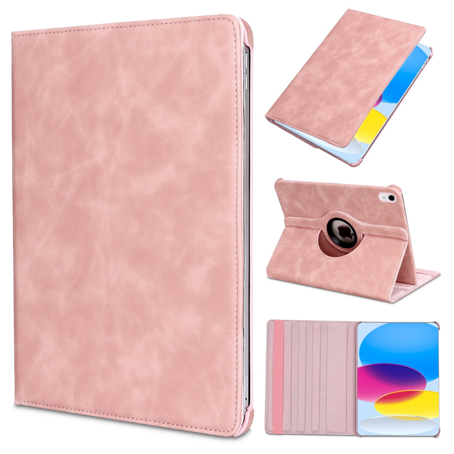 360 degrees rotatable pink iPad cover for Apple iPad 2022, versatile and stylish design with functional features.