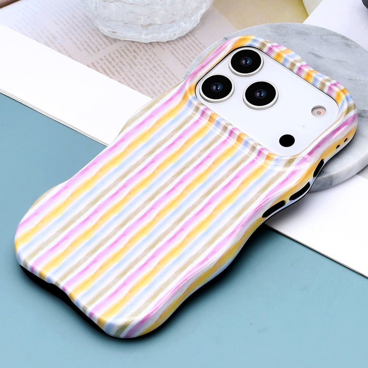 Apple iPhone 17 Pro Max Hoesje - Regenboog - Wave Edge Back Cover