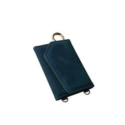 Apple iPhone 16 Hoesje - Navy Blue - Luxe Bookcase met Telefoonkoord