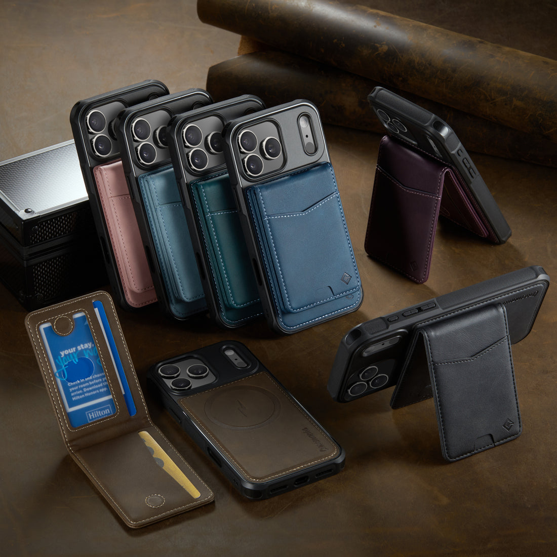 Hochwertige 2-in-1-Rückseite | Abnehmbarer Ständer mit Brieftaschenfunktion | für Apple iPhone